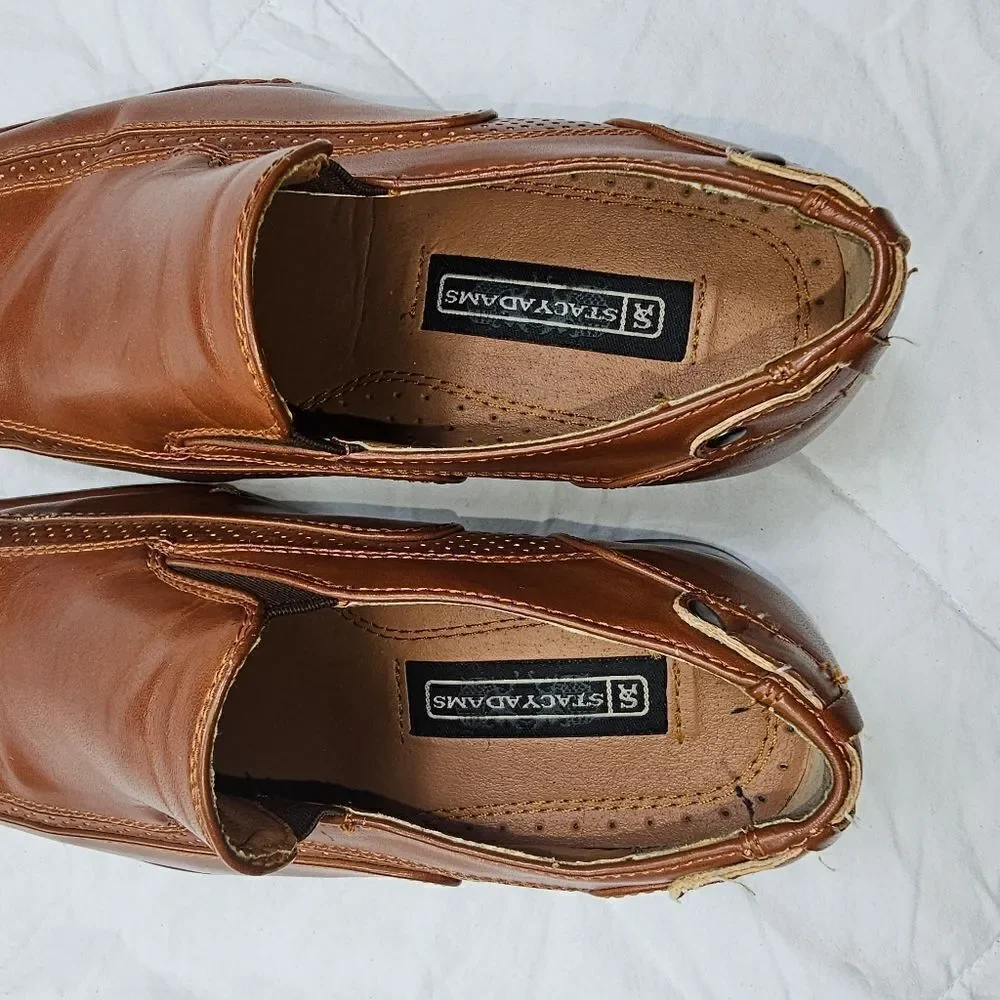 Stacy Adams Brown Leather Oxford Slip On Shoes‎ Boys Size 2